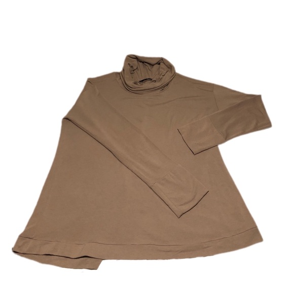 🌞 Andree by unit tan Turtleneck sweater lace up bk Extra Long Super Soft SZ 3X - Picture 1 of 3